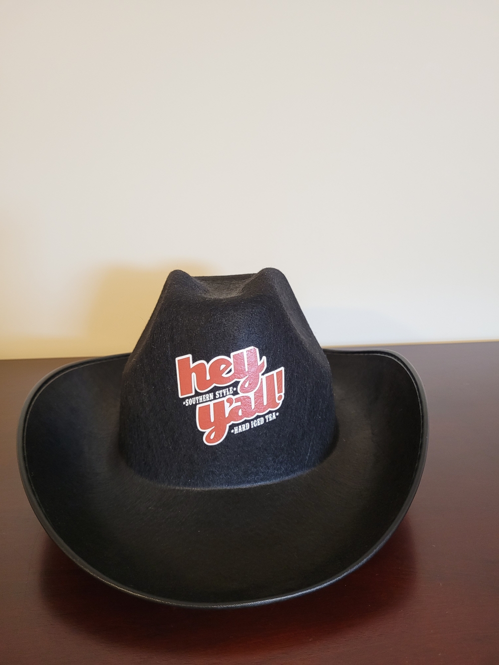 Brand New Hey Y'all! Southern Style Hard Iced Tea Black Felt Cowboy Hat